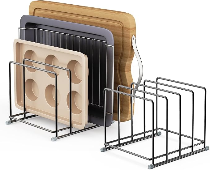 Cutting Board Organizer-1.6in Wide Kitchen Cutting Board Holder Stand for Pan,Baking Sheets,Cookie Sheets with 4 Slots,Baking Sheet Oragnizer(2PC-Large)