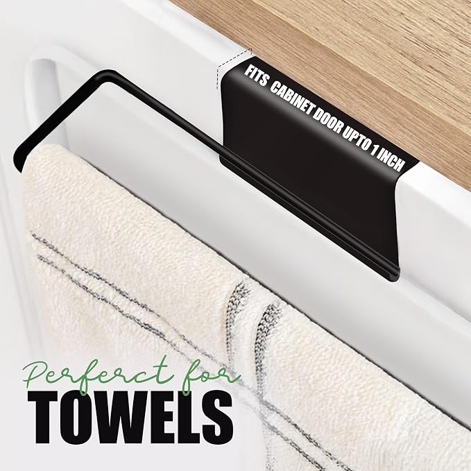 Evelots 2-in-1 Pot Lid Organizer with Towel Holder, 2 Pack, 3-Tier Cabinet Door Organizer, Over-the-Door Pot & Pan Lid Holder Rack for Glass & Metal Lids, Kitchen Storage, Black