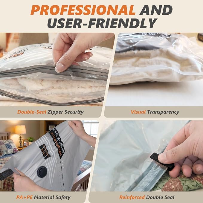 Rechargeable Wireless Pump Travel Vacuum Bags Set,Vacuum Storage Bags Portable Space Saver Bags for Travel, Home, Vacuum Compression Packing Seal for Clothes Seasonal Storage 12 Combo Set