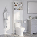 Over the Toilet Storage Cabinet for Bathroom, Extra Tall Over Toilet Storage, Space Saver W/Adjustable Shelf & Open Storage Shelf, 75in, White