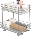 Household Essentials Brushed Steel Two-Tier Pull-Out Pantry Organizer