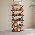 Jessie Bamboo Shoe Rack,Free Standing Shoe Rack for Closet,Portable Folding Shoe Storage Rack, Space Saving,Shoe Shelf for Bedroom Entryway Hallway Closet Living Room (Brown-6 Tier)