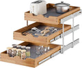 OCG Pull Out Cabinet Drawer 17" W x 21" D, 3 Tier Pull Out Cabinet Organizer, Heavy-Duty Slide Out Drawer for Cabinets, Organization for Kitchen, Pantry, Bathroom
