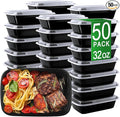 Meal Prep Containers, 50 Pack 32oz (100-Piece) Disposable Take Out Food Storage Containers with Leakproof Lids, Reusable Plastic To Go Lunch Boxes, BPA Free, Microwave/Dishwasher/Freezer Safe