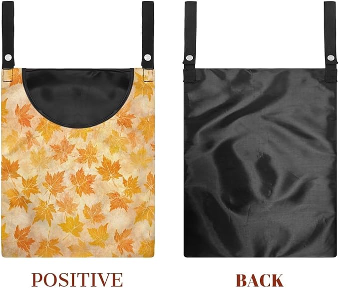 Yellow Maple Leaf Clothespin Storage Hanger Bags Hydrangea Laundry Clothespins Bag, Clothespin Bag with a Large Opening, Hanging Storage Organizer with Hanging Rope for Home Outdoor