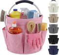 Cleaning Caddy with Handle, 17L Cleaning Supplies Organizer, Pink | 600D Oxford Fabric Storage Basket with 6 Pockets, Multifunctional Bucket Bag for Picnics, Camping, Gardening, Bathing