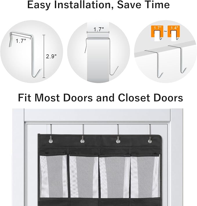 F-color Over the Door Organizer for Cruise - 16-Pocket Hanging Organizer | Tool-Free Mount with 4 Metal Hooks, See-Through Mesh Pockets, Lightweight & Foldable, Space-Saving for Travel and Daily Use