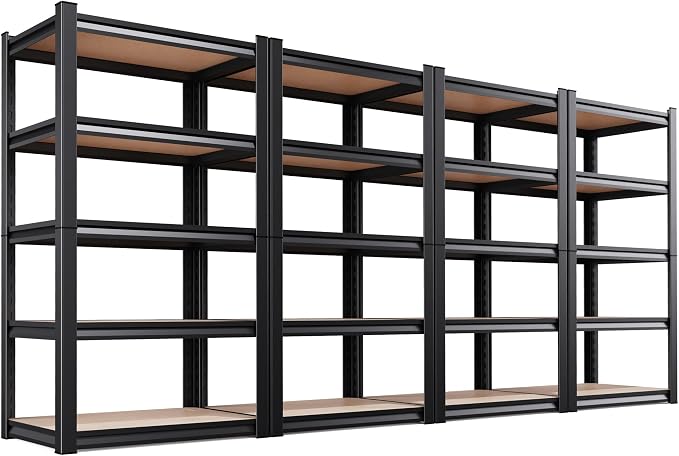 Set of 4 71"H Garage Shelving-5 Tier Garage Storage Shelves,Adjustable Heavy Duty Metal Shelving Unit and Storage Large Rack,Utility Steel Shelf For Warehouse Industrial Pantry Basement 71"x32"x14"