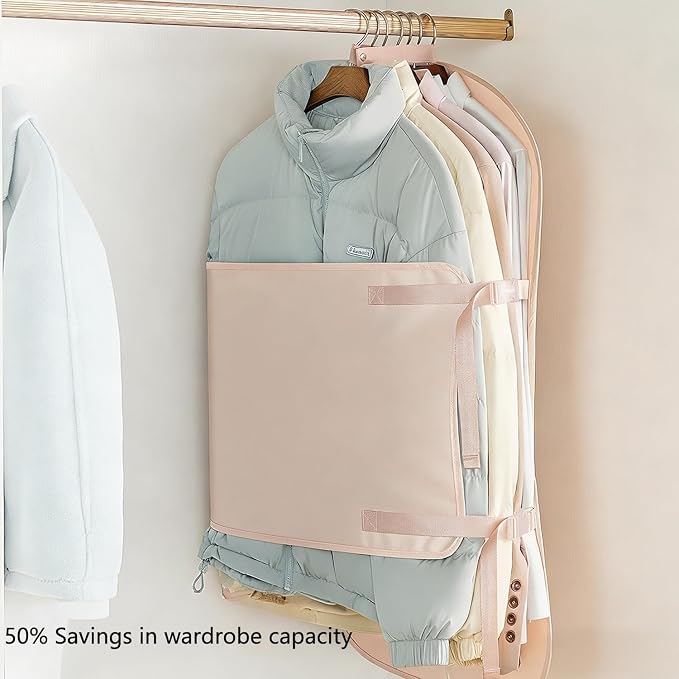 Closet Garment Press Board Organizer, Clothes Dust Cover Organizers, Space Saving Hanging Closet Compression Board, Storage Compression Bag for Down Jacket, Sweaters, Seasonal Clothes (1Pcs, Blue)