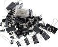 Assorted Sizes Binder Clips，Paper Clamps,Black Metal Fold Back Clips for Office School Supplies,Large, Medium,Small Size Metal Clips,Big Size Paper Holder,Elastic Rubber Band (190 PCS Black)