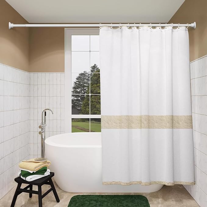 AIZESI Shower Rod Tension 42-98 Inch, Shower Rods For Bathroom Adjustable No Drillimg Tension Shower Curtain Rod Anti-Rust Shower Curtain Rods Long Shower Rod