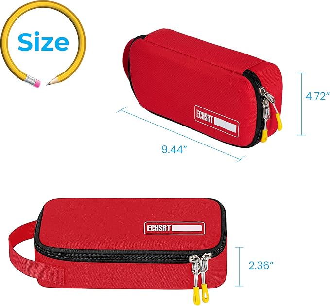 ECHSRT Large Pencil Case, Aesthetic Pen Pouch with Big Capacity, Minimalist Portable Stationery Bag with Handle for Office Organizer Aesthetic Pencil Cases