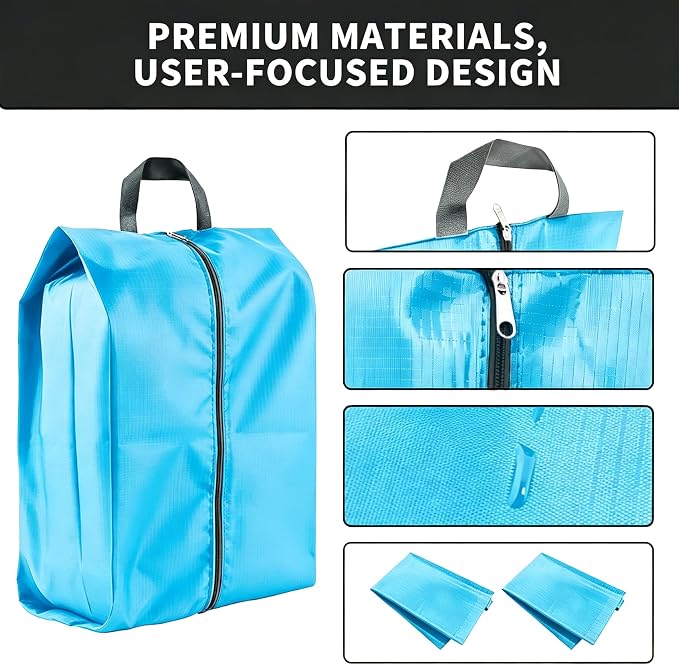 2 Pack Shoe Bags, Reusable Waterproof Shoe Bag for Travel, Gym, Sneaker Storage, Packing in Suitcase (2, Blue)