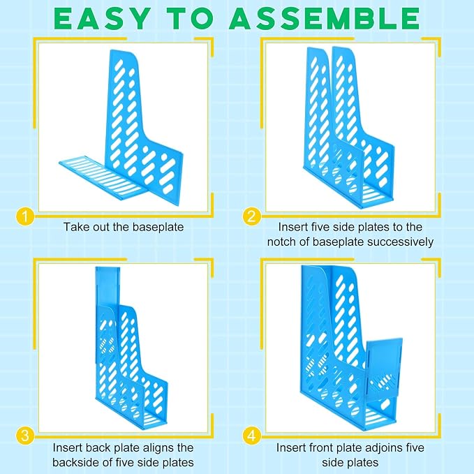Glenmal 12 Pack Magazine Organizers Binder Organizer for Desk Plastic Vertical File Holder Magazine Racks Desk Accessories for Office, Home, or School (Colorful)