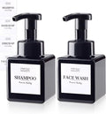 250ML Foaming Soap Dispenser, 2-Pack Plastic Hand Soap Dispenser, Refillable Leakproof Foam Pump Bottle with Waterproof Labels, for Shampoo, Body Wash
