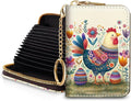 Blusabaca RFID Credit Card Holder Small Women Travel Wallet, Chicken Eggs | Removable Keychain, Case with Zipper, Vegan PU Leather, Cash Coin Pocket, Business Accordion Purse, Ladies Female Gift