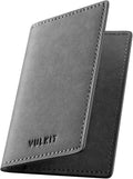 VULKIT Leather Business Card Holder 2 Sided Slim Business Name Card Organizer for Men or Women (Yangba Grey)