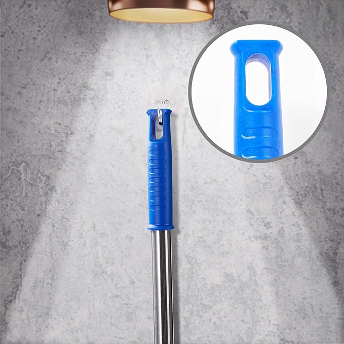 ZZ LAZYCOTTAGE Cobweb Duster with ExtensionPole, Washable Cleaning Duster Kit with 2 DusterHeads, Cobweb Duster, Corner Brush, Telescoping Pole for Ceiling Fan (Blue)