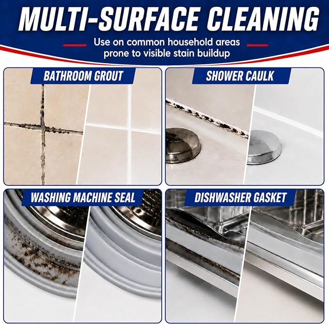 7 FL OZ Mold Stain Remover Gel, Help Remove Black Stain Buildup, Cleaning Gel for Tile Grout, Shower Caulk, Sink, Washing Machine Seals, Dishwasher & Refrigerator Gaskets, Household Cleaning Solution