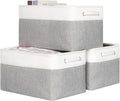 Foldable Storage Bin Collapsible Fabric Storage Basket Cube with Durable Handles Closet Organizer Bins for Organizing Shelves Drawers, Set of 3, 17" x 11.8" x 9.8", Grey
