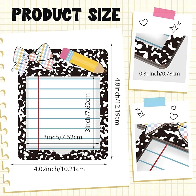 Gueevin Wooden Sticky Note Holder Pencil Composition Book Back to School Teacher Gift Sticky Note Dispenser 3 x 3 Inch for Office Desk Accessories for Classroom, No Pads Included