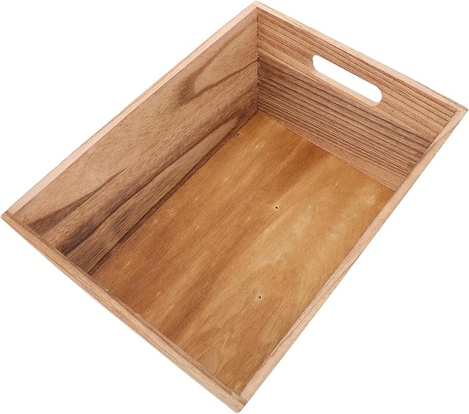 INOOMP Wooden Crates Fruit Vegetable Basket for Kitchen Countertop Rustic Wood Craft Crate with Handles Display Storage Bin for Pantry and Home Organization
