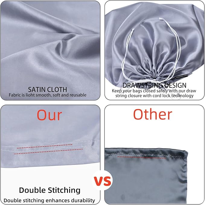 12 Pack Dust Bags for Handbags, Silk Cloth Bag With Drawstring Large Travel Storage Pouch for Handbag Purse Shoes Boots