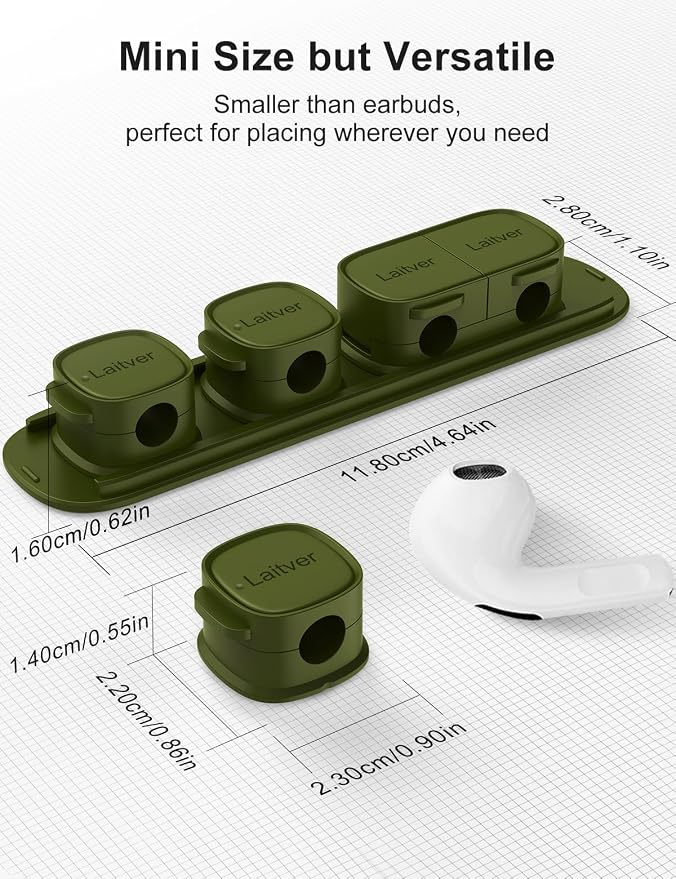 6 Pack Magnetic Cable Clips [1s Open/Lock], Cord Organizer Holder | Strong Adhesive Desk Cable Management- Organize Charging Cords Neatly for Home, Office, Car,Desk, Nightstand-Deep Green