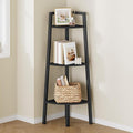 Hoctieon Corner Shelf, 3-Tier 40" Tall Corner Bookshelf, Rustic Ladder Shelf, Industrial Display Stand for Living Room, Kitchen, Home Office, Balcony, Small Space, Metal Frame, Black