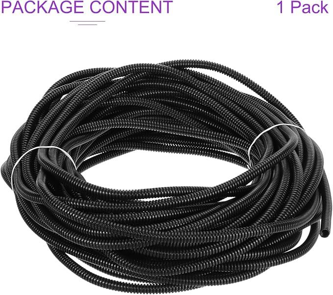 DMiotech 100ft Wire Loom Split Tubing 1/4 Inch(6.5 Mm) ID, Cord Protectors from Pet Flexible Conduit Cable Management for Office, Home, Garden, Black