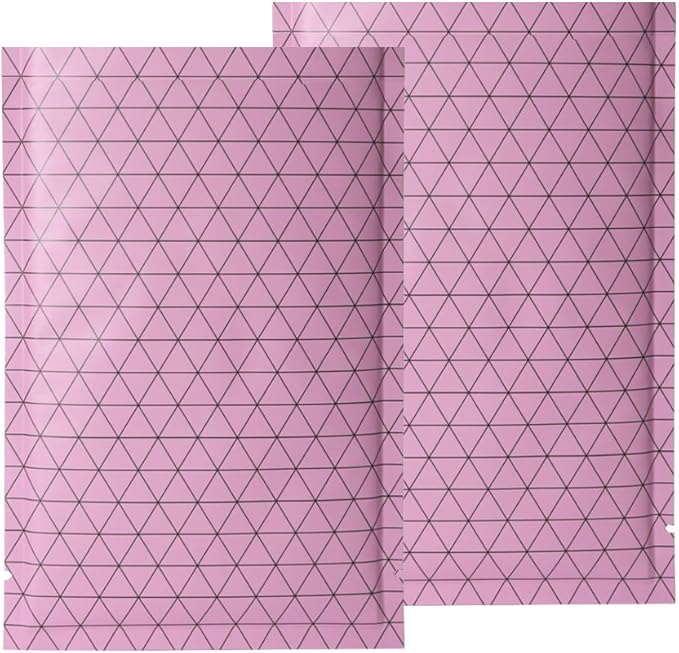 100 PCS 4 Mil Thick Open Top Heat Seal Bags, PET+AL+PE Mylar Bags with Easy Tear Notch, Resealable Heat Sealable Pouch for Food Storage, Packaging, Not Vacuum Bags (Pink, 12 * 18CM/4.7"*7.1")
