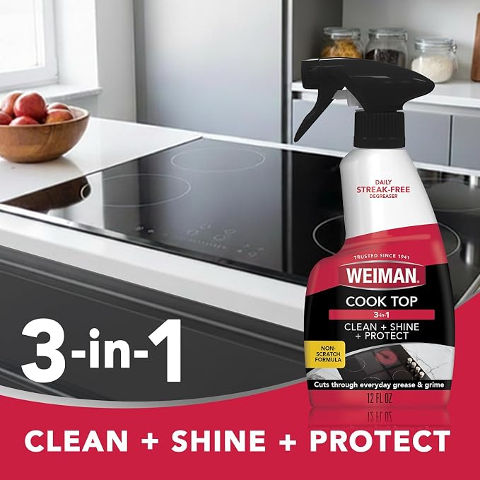 Weiman Stainless Steel Cleaner & Cooktop Daily Cleaner - 12 Ounce - Kitchen Appliance Cleaner Kit