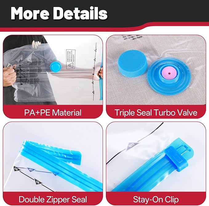 UPGOGO 8 Pack Jumbo Vacuum Storage Bags,Vacuum Seal Bags for Clothing,Space Saver Bags,Comforters, Blankets, Bedding