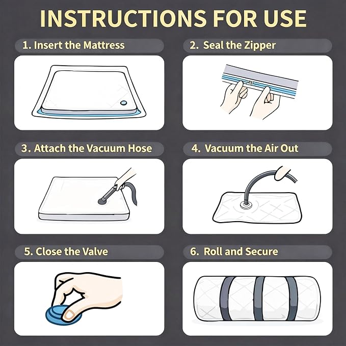 Memory Foam Mattress Vacuum Bag for Moving and Storage – Heavy Duty Compression Bag with Straps, Vacuum Bag for Memory Foam Mattress (King/Cal King, 4 Straps)