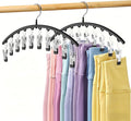 Volnamal Legging Organizer for Closet,2 Pack Metal Yoga Pants Hangers w/10 Clips Hold 20 Leggings,Space Saving Hanging Closet Organizer Clothes Hanger College Dorm Essentials Apartment Essential,Black