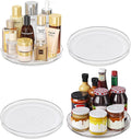 Lazy Susan Turntable Organizer (4 Pack), 9 Inch Non-Skid Clear Rotating Spice Rack for Kitchen Cabinet, Pantry, Fridge, Tabletop, Round Spinning Tray for Bathroom Countertop, Makeup Vanity, Under Sink