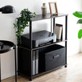 Yamazen NSR-3W (DBR4/BK) Rack, Shelf, Slim, A4-Compatible, Easy Assembly, 3 Tiers, Wide, Width 26.8 x Depth 10.6 x Height 29.9 inches (68 x 27 x 76 cm), Dark Brown, Living Alone