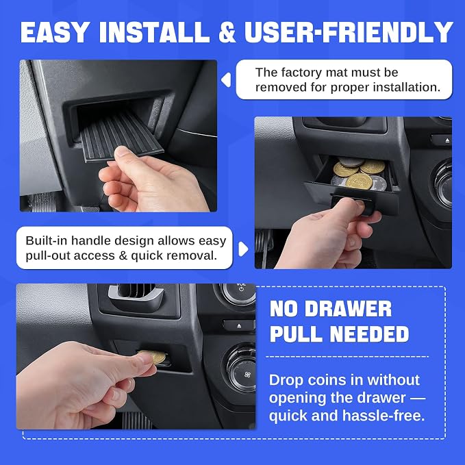 EDBETOS Center Console Drawer Organizer for 2015-2020 Ford F150 Accessories | Hidden Storage Tray, Cubby Drawer Insert Box, Interior Armrest Organizer, Extra Compartment