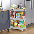 SOLEJAZZ 3 Tier Slim Rolling Storage Cart Organizer with Wheels, Gray | Utility cart for bathroom, laundry, bedside, dorm&narrow spaces. Fits craft, nail, makeup, snack, art, diaper&baby essentials