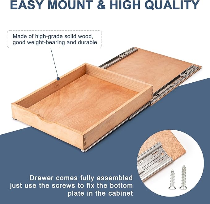 Pull Out Cabinet Drawers - 6x2 Size Options (12-23'W,18-21'D), Pre-Assembled with Soft Close Slides, Solid Beechwood, Easy Installation (14'W x 21'D)