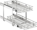 2-Tier Kitchen Cabinet Pull Out Shelf and Drawer Organizer Slide Out Pantry Storaqe Basket in Multiple Sizes (11" W x 18" D)