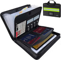 Fireproof Accordion Document Bag, Water-Resistant File Organizer, 12 Pockets 2200°F, with Reflective Strip, Fire Safe Storage for A4 Letter and Other Sizes Important Documents - Black