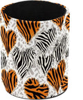 Leather Pen Holder for Desk, Tiger Zebra Print Pencil Cup Pen Organizer Makeup Brush Holder for Office Home Kids Countertop Desk Accessory Storage