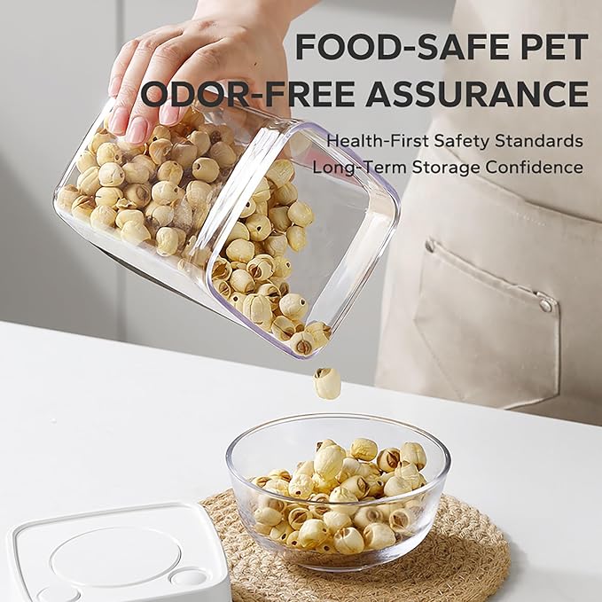 Manual Vacuum Jar With One-Button Vacuum Pump, Airtight Food Cereal Containers Storage With Lids (white-4pc)