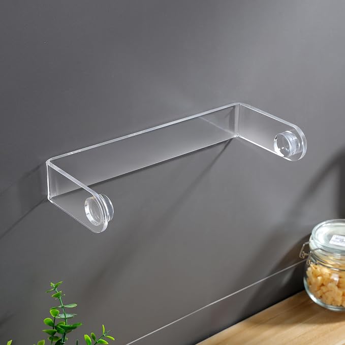 ZUNTO Acrylic Paper Towel Holder - Adhesive Paper Towel Roll Holder Under Cabinet, Clear Plastic Wall Mounted Paper Towel Rack for Kitchen, Frees up Counter Space | Clear Plastic Wall Mounted, Rustproof, No Drilling, Vertical or Horizontal , Kitchen Ro...