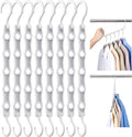 HOUSE DAY Space Saving Hangers 20 Pack, Closet Organizers and Storage | Sturdy Cascading Hangers with 5 Holes, Multi Hangers in One Magic Multipurpose Hangers, College Dorm Room Essentials - White