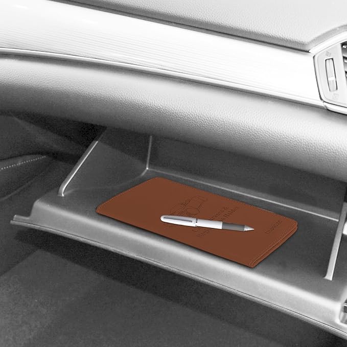 TILDOSAC Car Registration & Insurance Card Holder Leather Auto Glove Box Organizer Document Wallet with Magnetic Shut