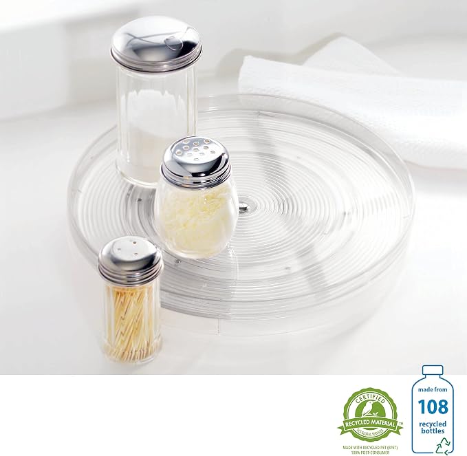 iDesign 11-Inch Round Lazy Susan Organizer for Kitchen or Pantry Storage - 2 Count - Clear (Pack of 8)