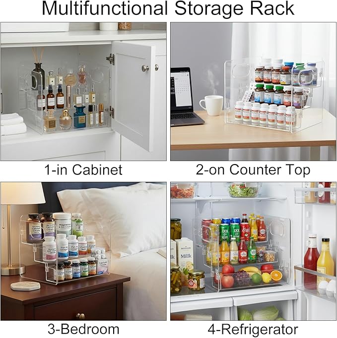 3-Tier Vitamin Storage Organizer, Organizer for Vitamin Bottles And Medicine Bottle Vitamin Bottle Organizer for Countertop, Bathroom Cabinet Storage Items Are Clearly Visible Spice Storage（Large size