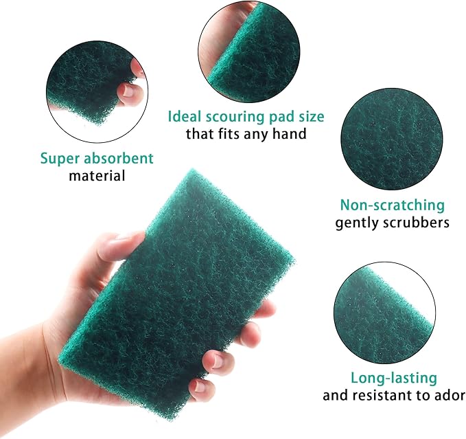 Heavy Duty Scour Pads, Non-Scratch Scrub Sponges, ULIFESTAR 5PCS Dish Scrubber Scouring Pads, Dual-Sided Reusable Household Scrub Pads for Dishes,Dish Cleaning Tool,Kitchen Scrubbers & Metal Grills